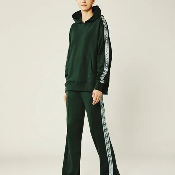 Tory Burch Sport French Terry Geo-T Logo Hoodie Sweatshirt Green Medium - Picture 5 of 8